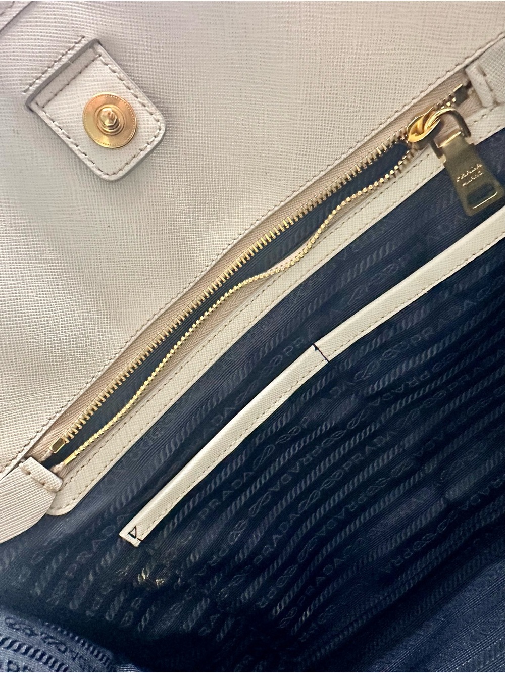 Prada Blue Denim and I our Saffiano Leather Satchel with Gold Hardware - Picture 5 of 15